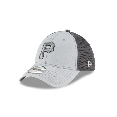 Grey Pittsburgh Pirates Hat - New Era MLB Grayed Out Neo 39THIRTY Stretch Fit Caps USA8924753